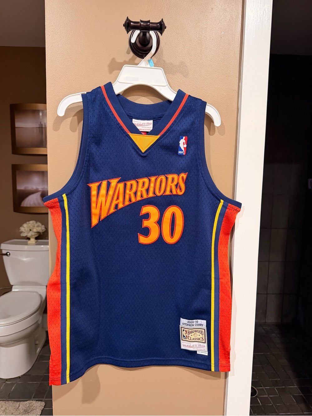 Mitchell & Ness Youth Curry Warriors Hardwood Classics Jersey